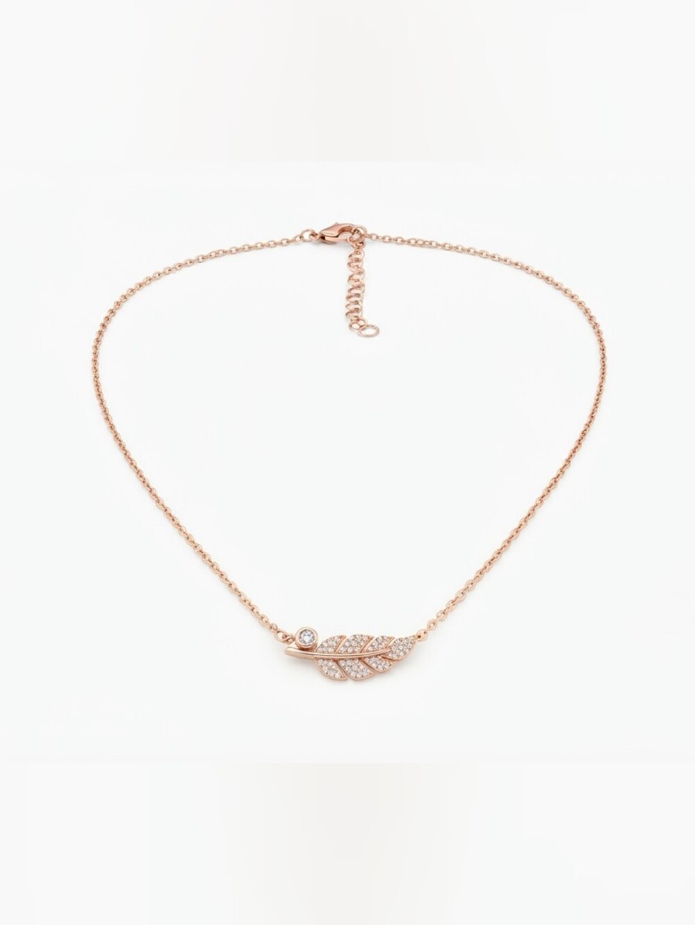 Auth Chomel Rose Gold Tone Dainty Chain Necklace with Brand Tag and Lobster Clas